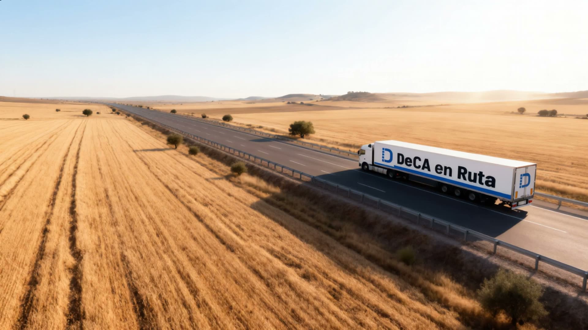 Camión con el vinilo de DeCA en Ruta en una autovía española